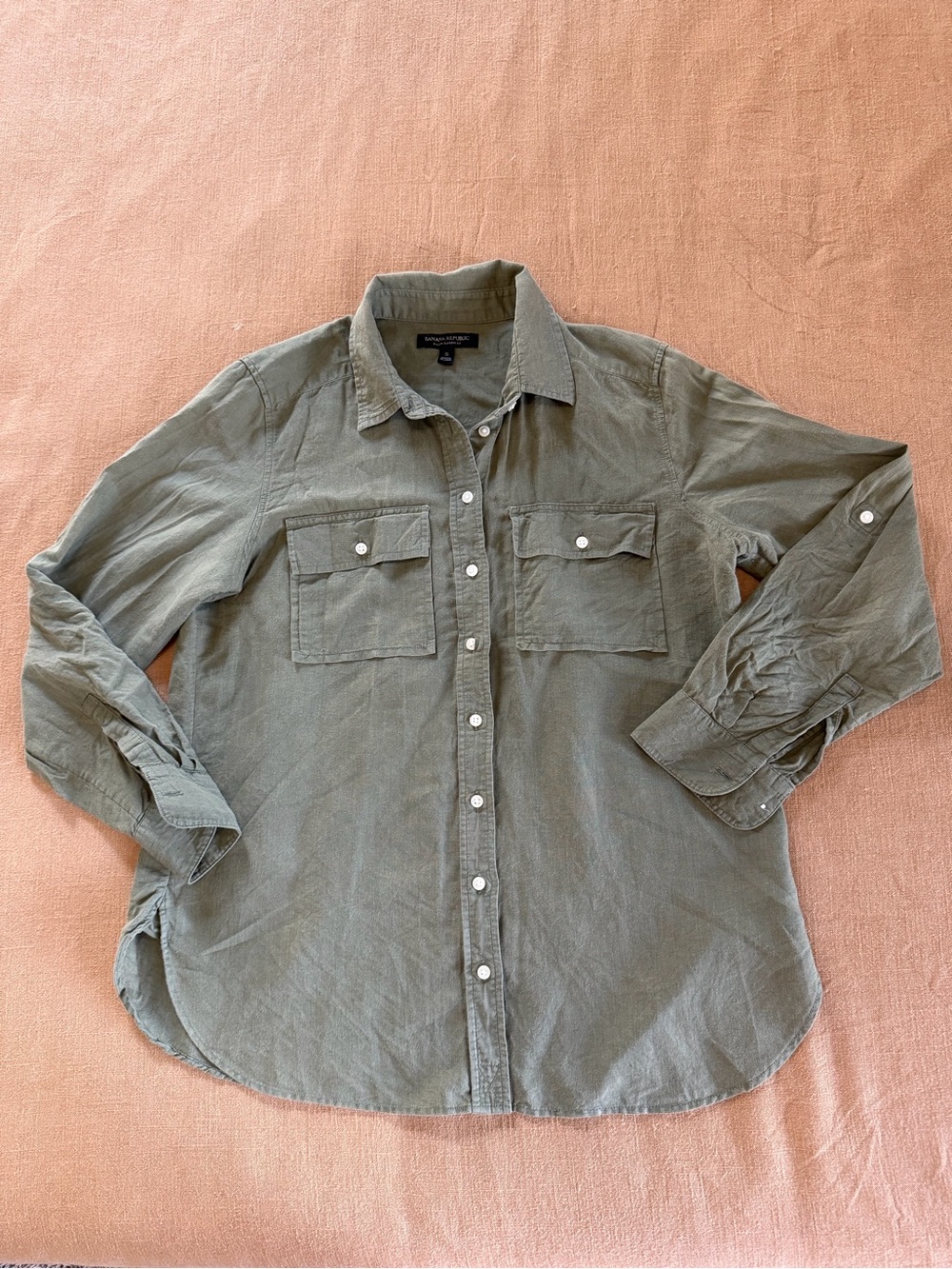 Banana Republic Olive Green Casual Button-Down Shirt